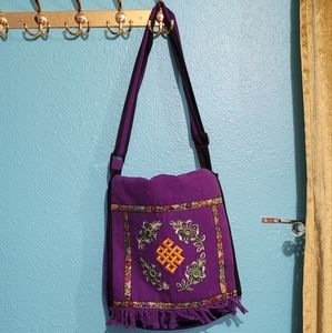 Purple canvas messenger bag